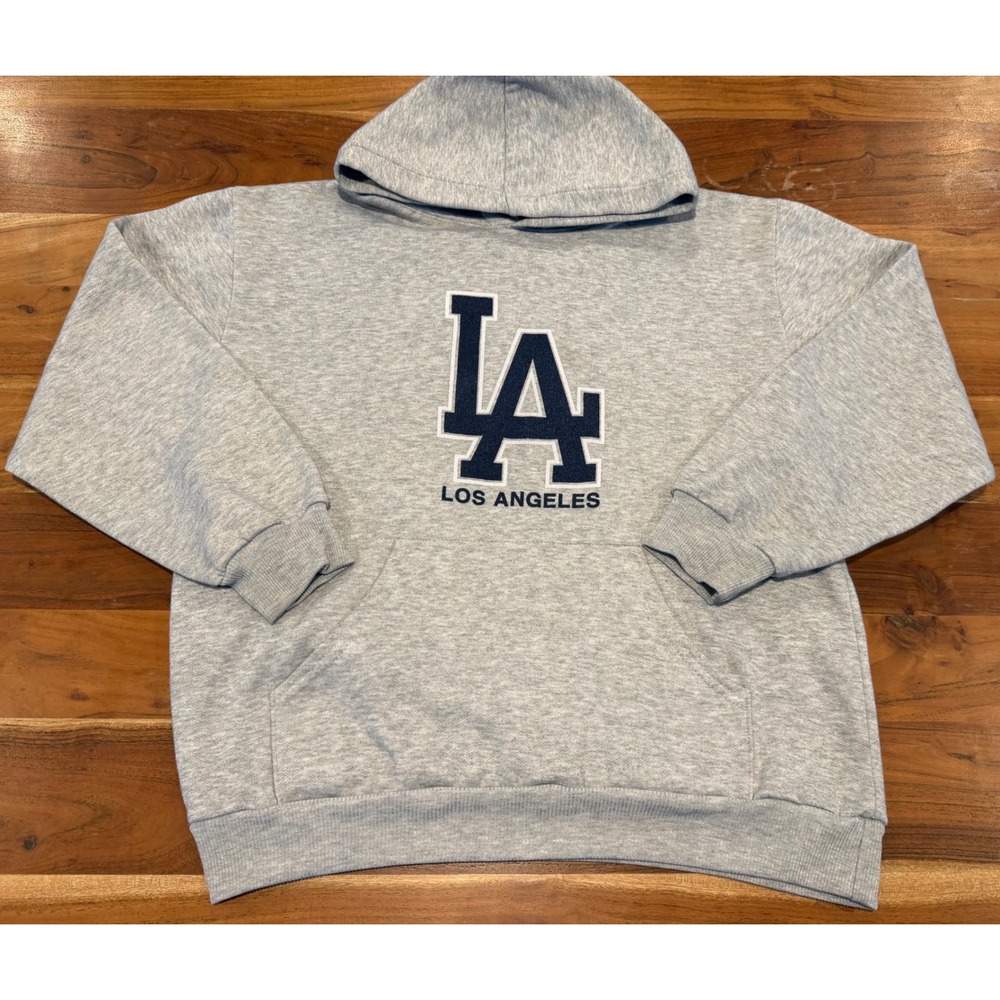 Hill Los Angeles LA Hoodie Sweatshirt Gray Mens Large Made in USA Dodgers Style